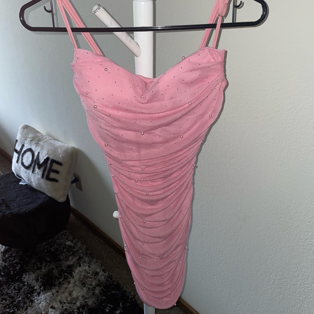 Windsor Pink Rhinestone Mini Dress